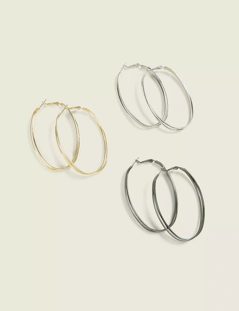 Mixed Metal Oval Hoop Earring Pack