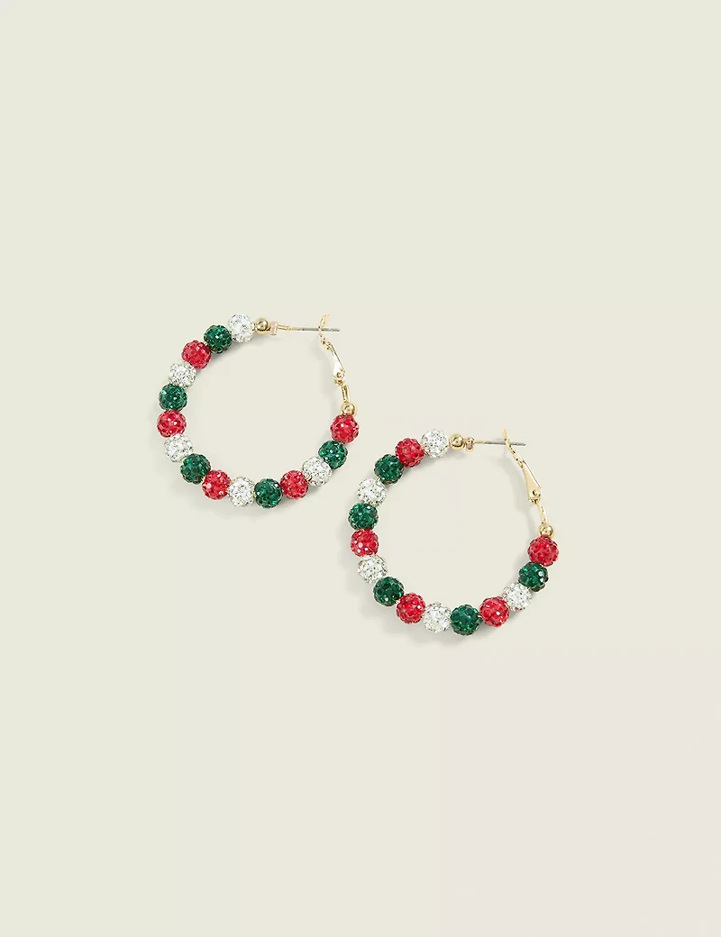 Red & Green Fireball Hoop Earrings