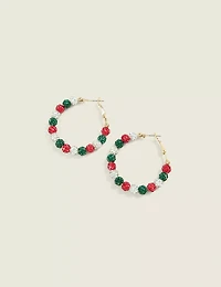 Red & Green Fireball Hoop Earrings