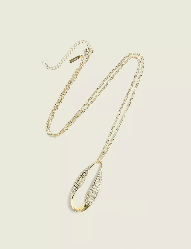 Goldtone Abstract Imitation Stone Pendant Necklace