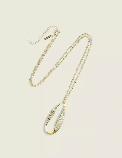 Goldtone Abstract Imitation Stone Pendant Necklace