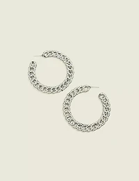 Silver Chain Hoop Earrings