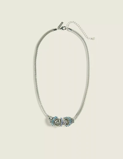 Blue & Silvertone Single-Row Necklace