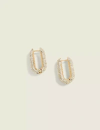 Gold Pave Oval Hoop Earring