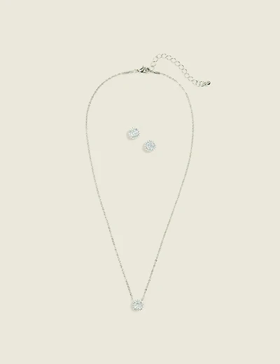 Cubic Zirconia Necklace & Earring Set