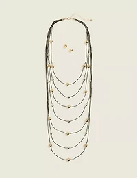 Chocolate Multi Row Necklace & Earr