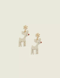 Pave Reindeer Drop Earrings
