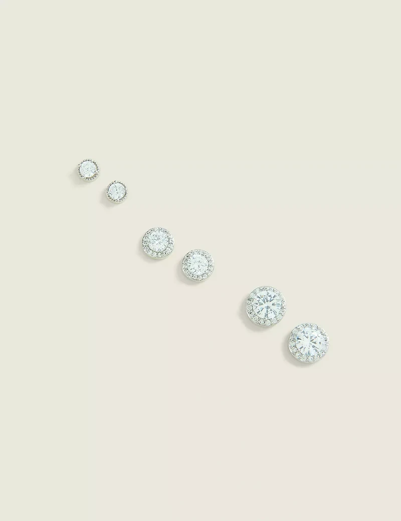 Silver Graduated CZ Stud Pack
