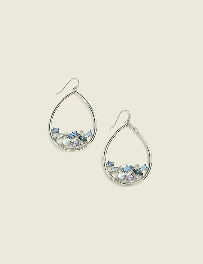 Blue Abstract Drop Circle Earrings