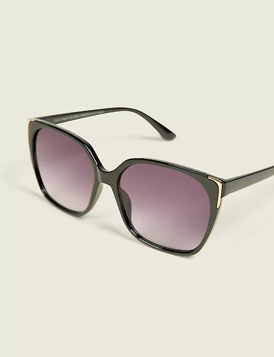 Black & Goldtone-Accented Cateye Sunglasses