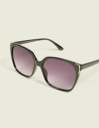 Black & Goldtone-Accented Cateye Sunglasses