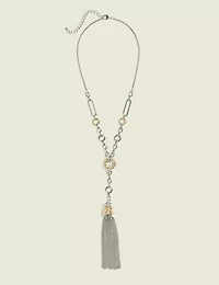 Mixed Metal Tassle Pendant Necklace