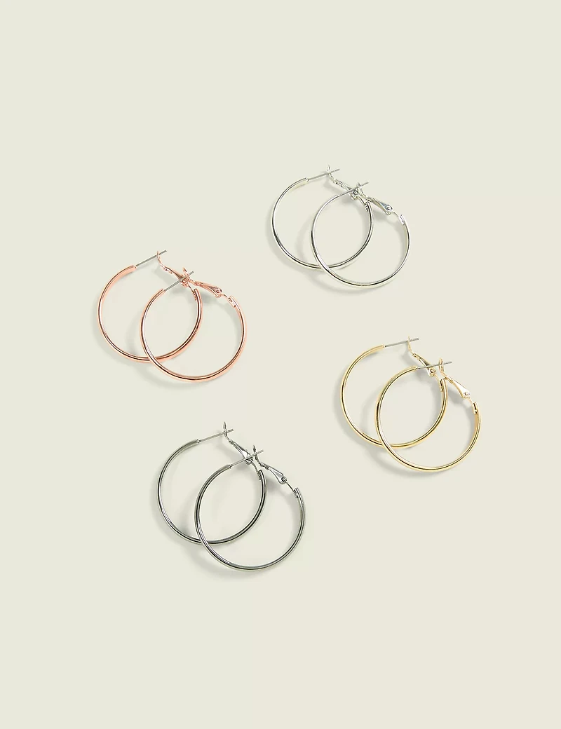 Mixed Metal Circle Hoop Earring 4-Pack