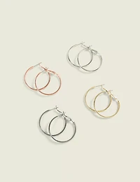 Mixed Metal Circle Hoop Earring 4-Pack