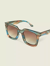 Blue & Brown Tort Square Sunglasses