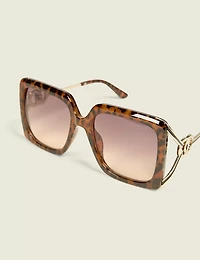 Leopard Side-Detail Square Sunglasses