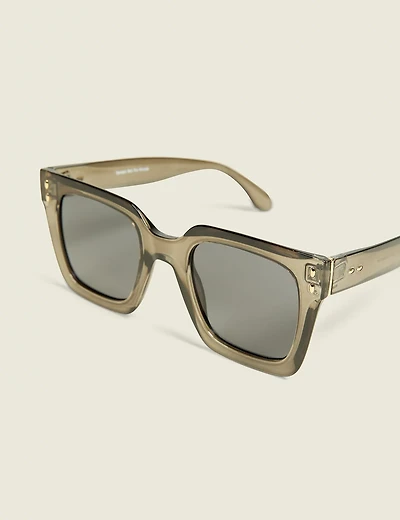 Translucent Green Square Sunglasses