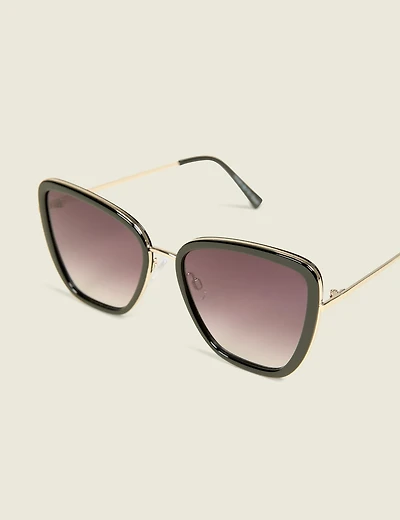 Black & Goldtone Cateye Sunglasses