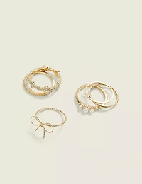 Goldtone Bow Ring Stack