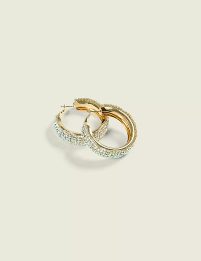 Goldtone Iridescent Hoop Earrings