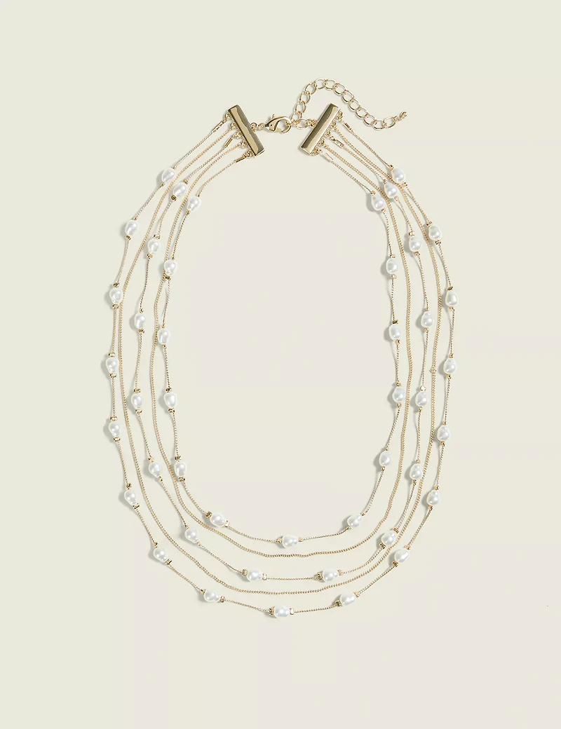 Goldtone & Pearlized Multi-Row Necklace