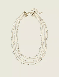 Goldtone & Pearlized Multi-Row Necklace