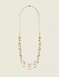 Neutral Beaded Multi-Row Necklace