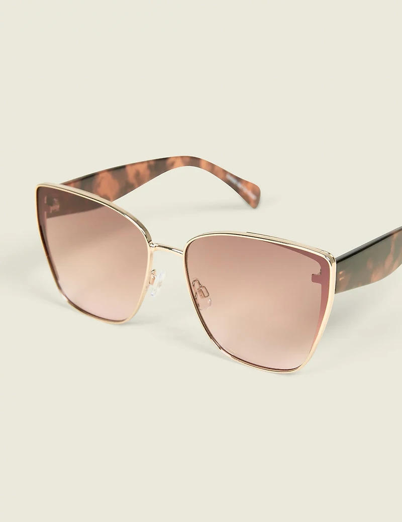 Gold Metal Frame Cateye Sunglasses