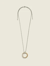 Mixed Metal Pave Pendant Necklace