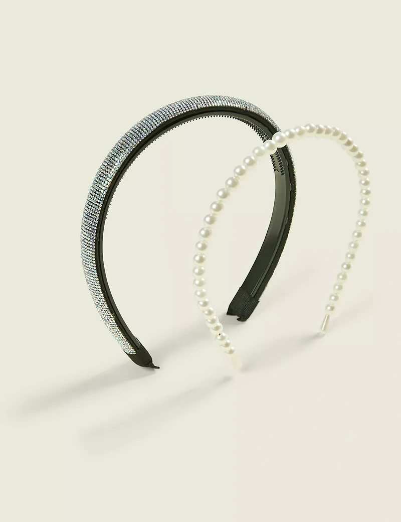 Embellished and Pearl Headband Set
