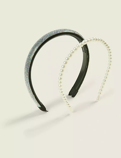 Embellished and Pearl Headband Set