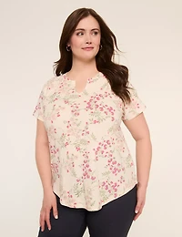 Short-Sleeve Notch-Neck Top