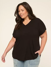 Dolman-Sleeve V-Neck Tee