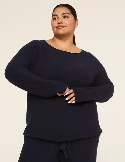 LIVI Boatneck Tie Hem Sweater