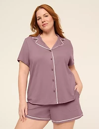 Comfy Cotton Notch-Neck Shirt & Short PJ Set