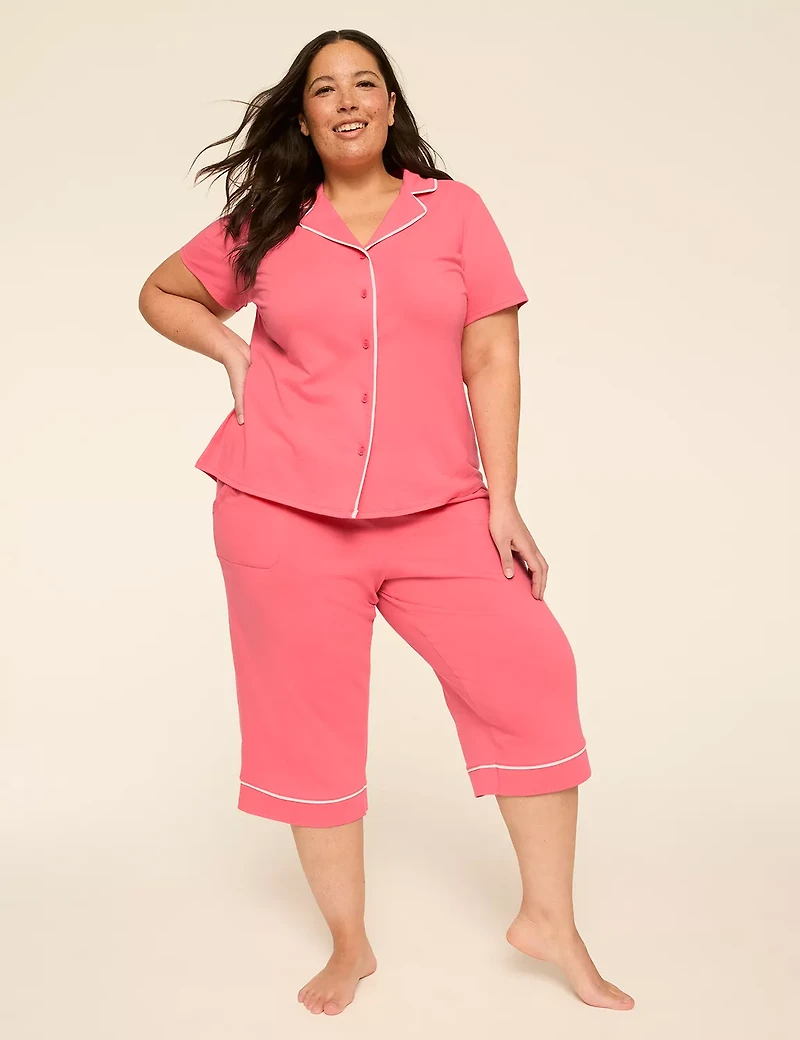 Comfy Cotton Notch-Neck Top & Crop Pant PJ Set