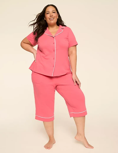Comfy Cotton Notch-Neck Top & Crop Pant PJ Set