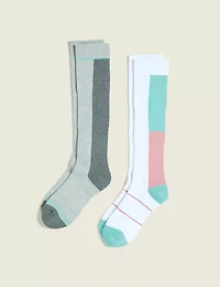2 Pack Compression Socks- White & Grey