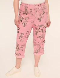 Mid-Rise Boyfriend Printed Capri Jean