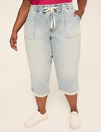 Pull-On Cloud Knit Denim Capri