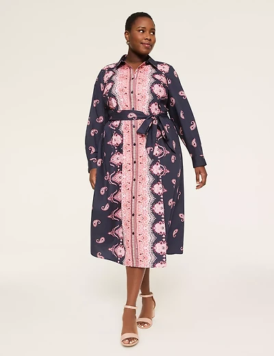 Long-Sleeve Midi Shirt Dress