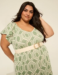 Crocodile-Embossed Waist Belt