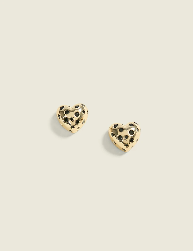 Heart Button Earrings