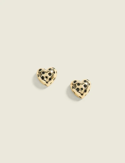 Heart Button Earrings