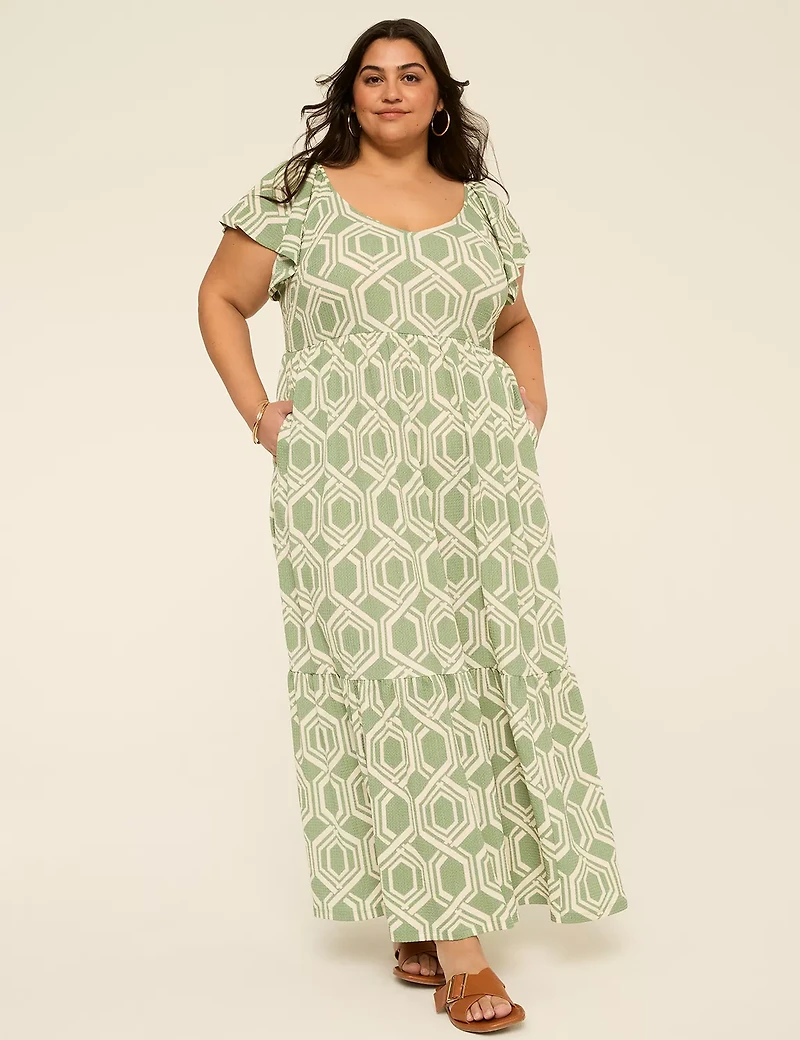 V-Neck Tiered Maxi Dress