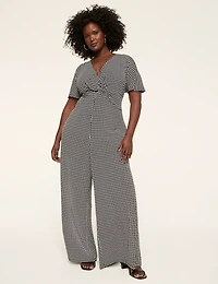 Short-Sleeve Twist Front Jumpsuit