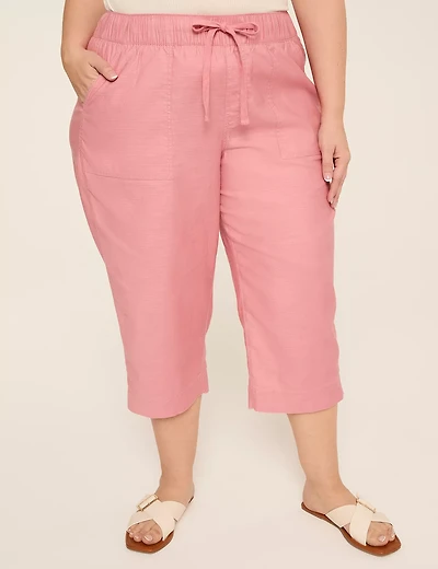 Elastic Tie Waist Capri Pant