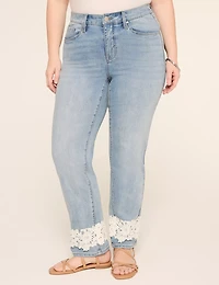 MId-Rise Straight Lace Hem Jean