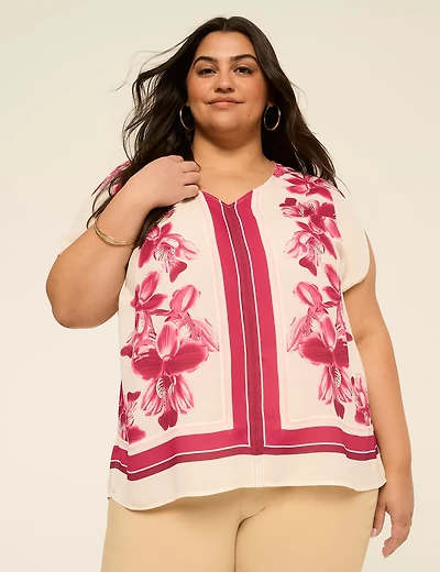 Split-Sleeve V-Neck Blouse