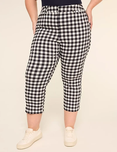 4-Season Gingham Slim Capri Pant